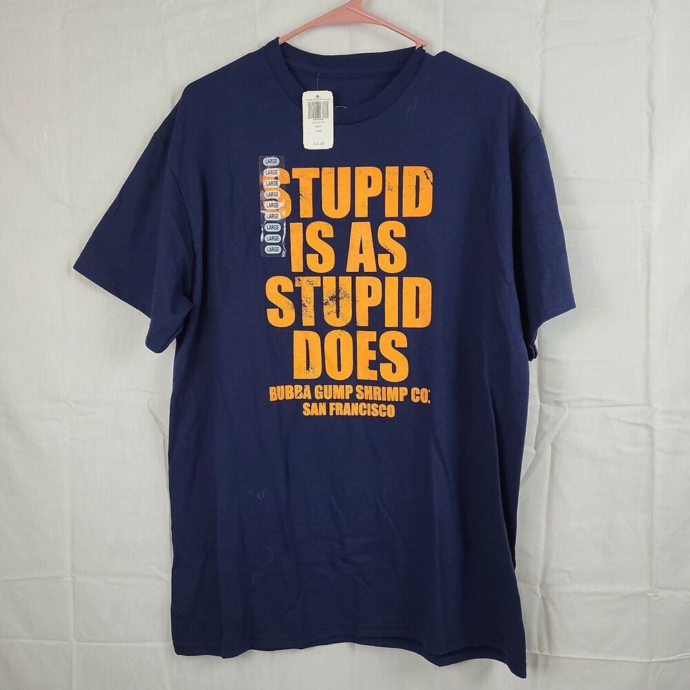 Bubba Gump Shrimp Co‎ Mens Navy Short Sleeve Pullover Basic T Shirt Size Large